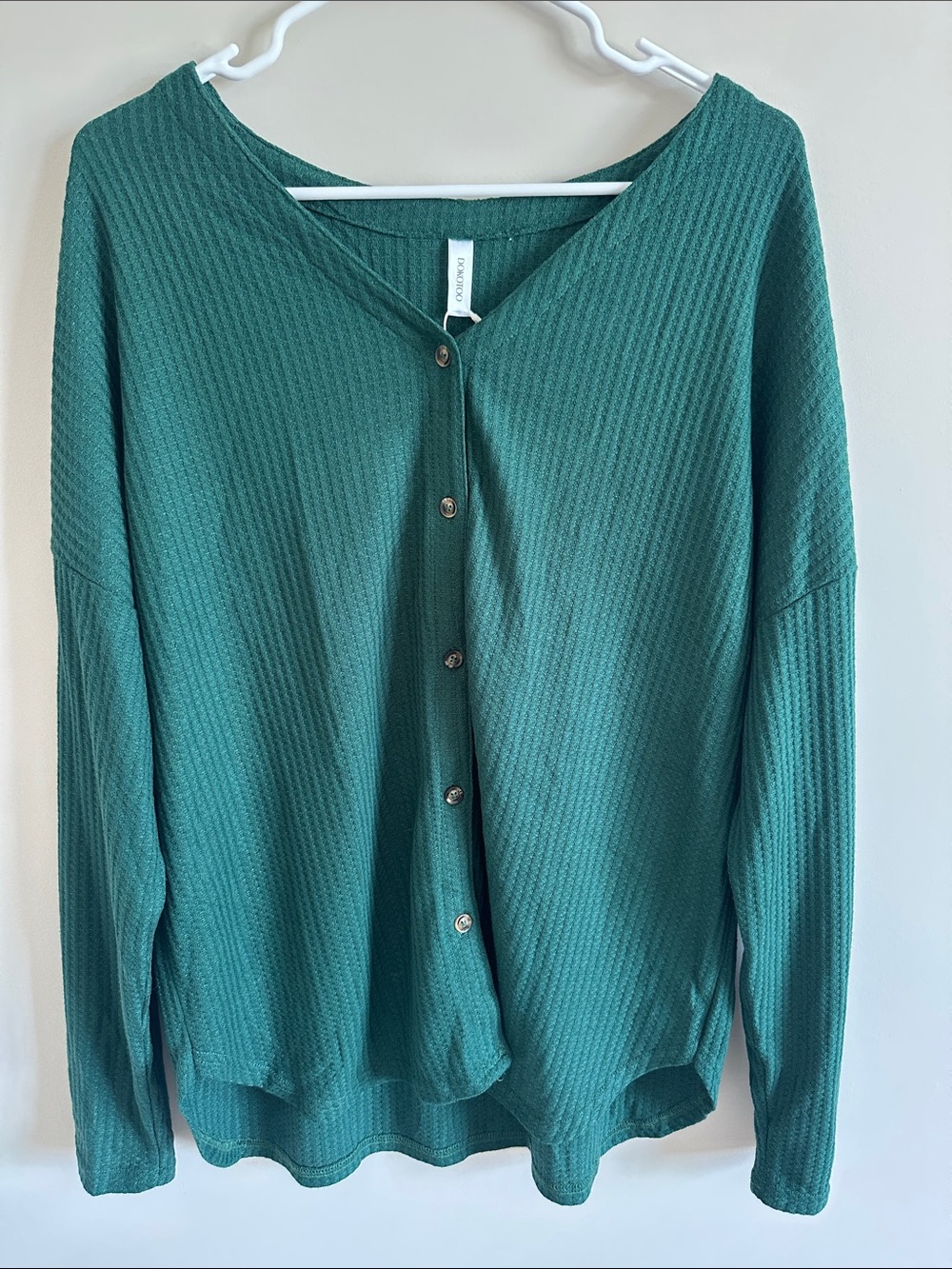 Dokotoo Cozy Green Button-Front Women's Sweater